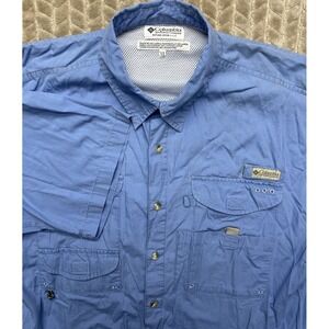 Columbia Mens XL Blue PFG‎ Fishing Performance Shirt